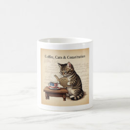 Kaffee, Katzen und Verfassung - Patriotische Katze Kaffeetasse