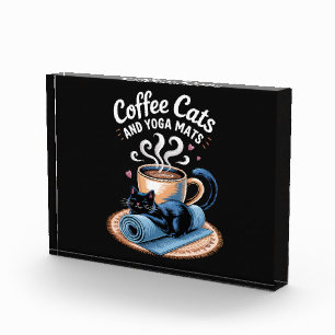 Kaffee Katzen und Yoga Matten Lustige Katze Yoga Fotoblock