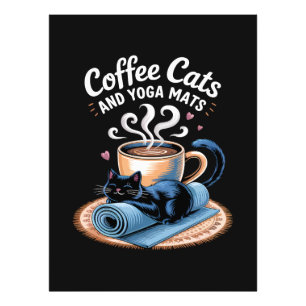 Kaffee Katzen und Yoga Matten Lustige Katze Yoga Fotodruck