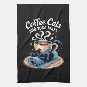 Kaffee Katzen und Yoga Matten Lustige Katzen Yoga Geschirrtuch