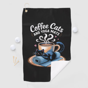 Kaffee Katzen und Yoga Matten Lustige Katzen Yoga Golfhandtuch
