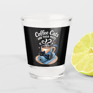 Kaffee Katzen und Yoga Matten Lustige Katzen Yoga Schnapsglas