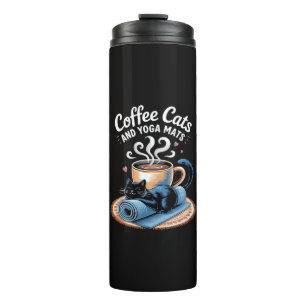 Kaffee Katzen und Yoga Matten Lustige Katzen Yoga Thermosbecher