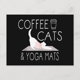 Kaffee, Katzen & Yoga Matten - Funny Gifts Yoga Ca Feiertagspostkarte