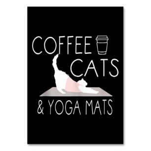 Kaffee, Katzen & Yoga Matten - Funny Gifts Yoga Ca Tischnummer
