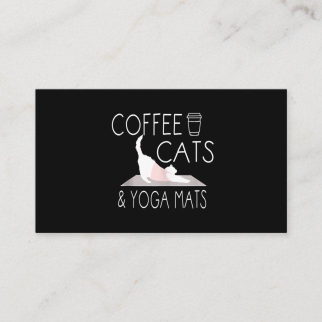 Kaffee, Katzen & Yoga Matten - Funny Gifts Yoga Ca Visitenkarte (Vorderseite)