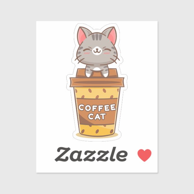 Kaffee-Katzenaufkleber Aufkleber (Blatt)