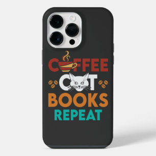 Kaffee Katzenbücher wiederholen, Kaffee lesen Cat iPhone 14 Pro Max Hülle