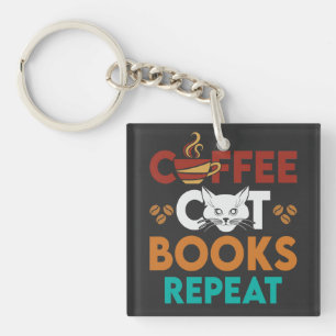 Kaffee Katzenbücher wiederholen, Kaffee lesen Cat  Schlüsselanhänger