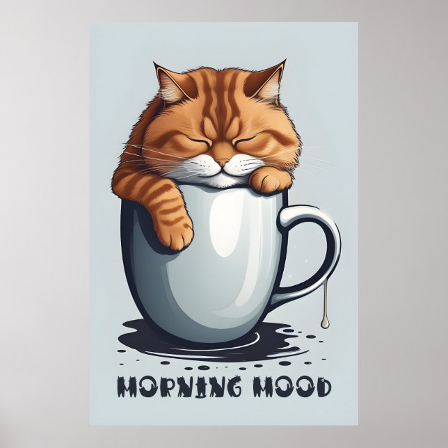 Kaffee-Katzenposter - Funny Movie Wand Kunst (Vorne)