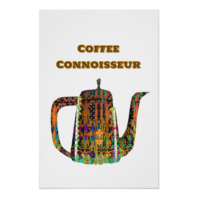 Kaffee Kenner Blumige Kaffeekanne Poster (Vorderseite)