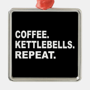 Kaffee Kettlebells Wiederholen Ornament Aus Metall