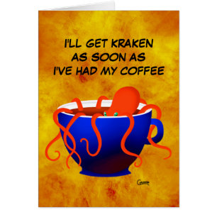 Kaffee Kraken auf Gelb - 5" x 7" Art Card