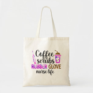 Kaffee, Kruben, Gummihandschuhe - Zitat zum Leben Tragetasche