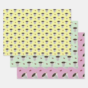 KAFFEE-KÜCHE AUF PASTELEFONDS GESCHENKPAPIER SET