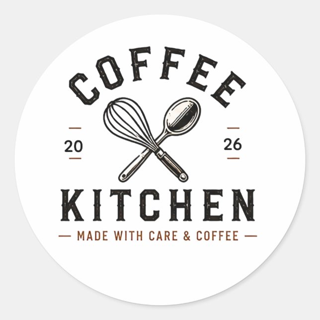 ☕ Kaffee Küchen Café Personal Logo ☕ Runder Aufkleber (Vorderseite)