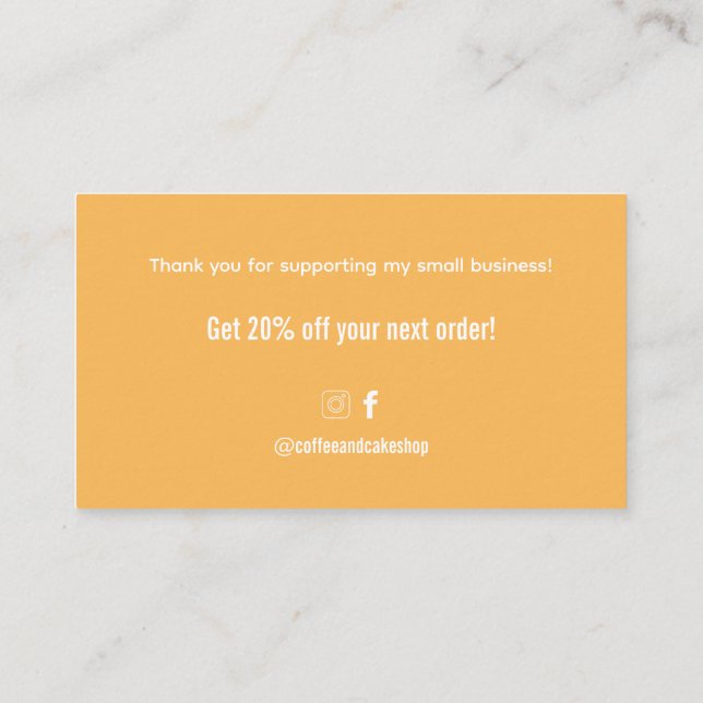 Kaffee & Kuchen Shop Danke Karte (Rückseite)