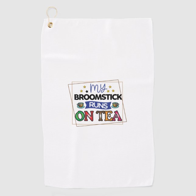 Kaffee-Kunst mein Broomstick läuft auf Tee Golfhandtuch (Vorderseite)