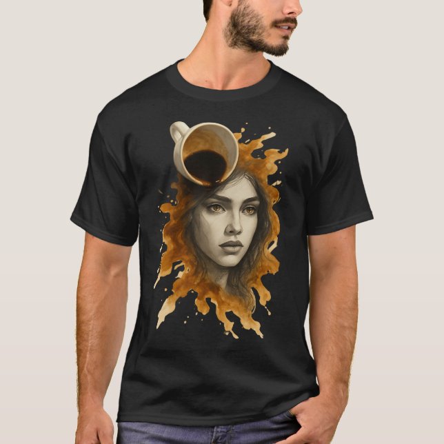 Kaffee-Kunst-Porträt T-Shirt (Vorderseite)