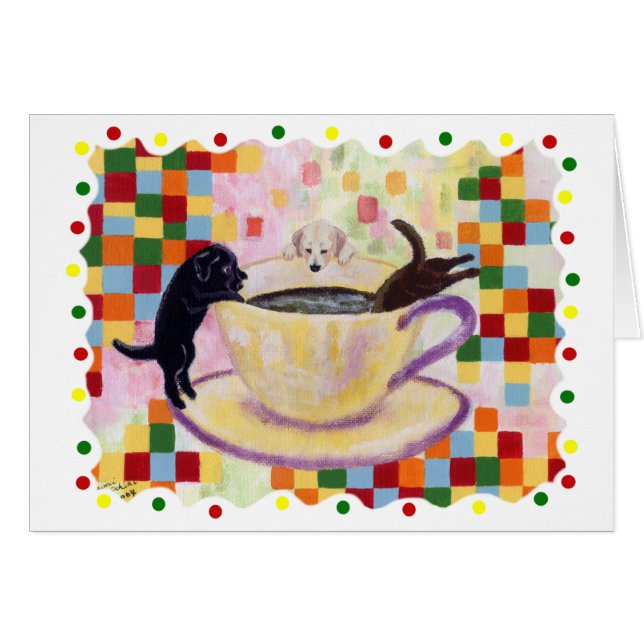 Kaffee Labradors mit bunten Punkten (Vorderseite (Horizontal))