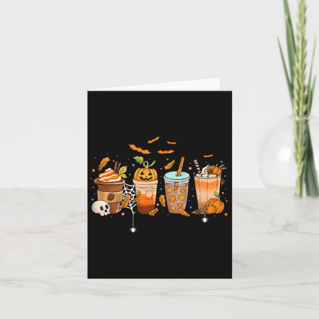 Kaffee Lathole Halloween Erntedank Fall Pumpkin S Karte (Vorderseite)