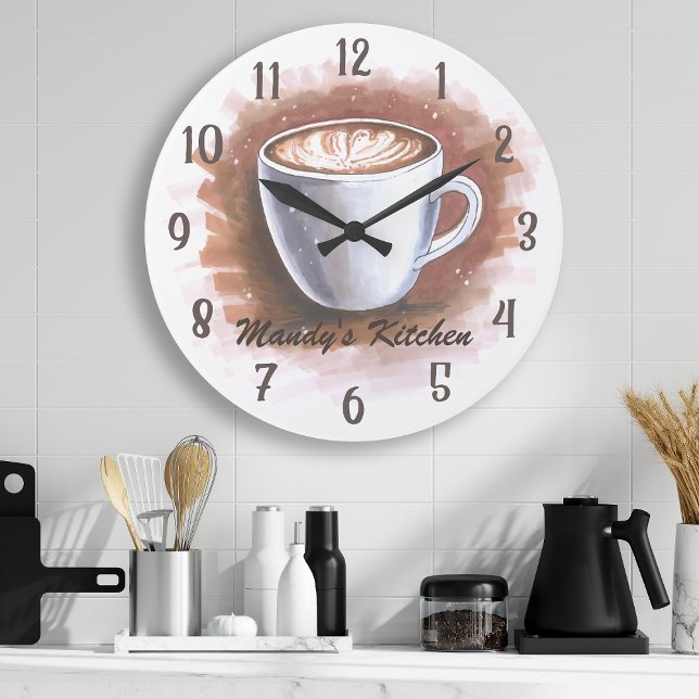 Kaffee Latte Espresso Personalisierte Kochwand Große Wanduhr (Von Creator hochgeladen)