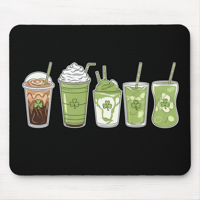 Kaffee Latte Green Niedlich Irish St Patrick's Day Mousepad (Vorne)