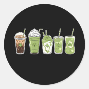 Kaffee Latte Green Niedlich Irish St Patrick's Day Runder Aufkleber