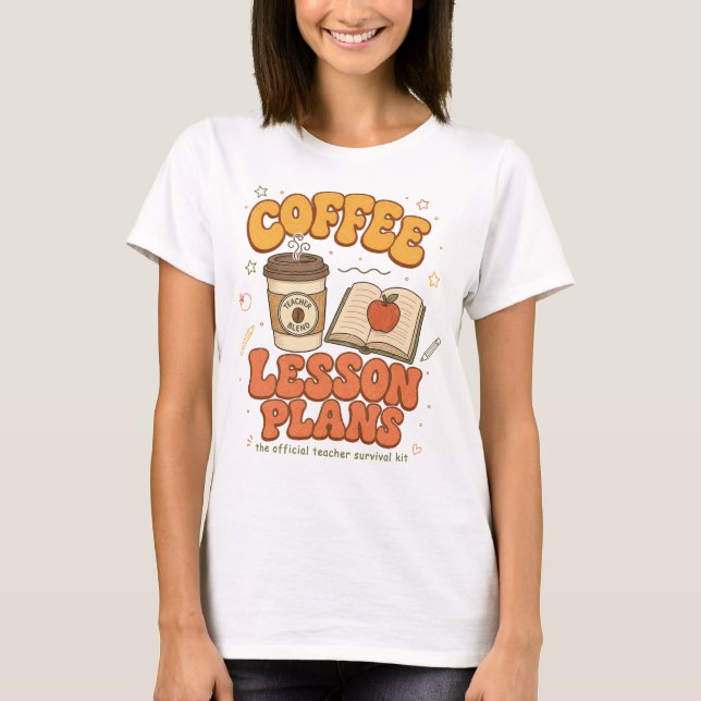 Kaffee-Lernplan Lehrer-Überlebenskit Retro T-Shirt (Vorderseite)