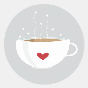 Kaffee-Liebe-Aufkleber auf Grau Runder Aufkleber