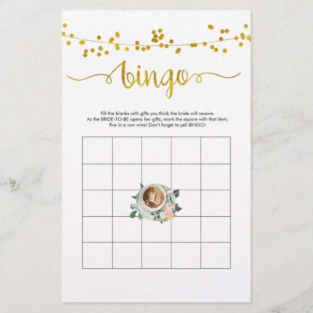 Kaffee Liebe ist Bingo Brautparty Games (Vorderseite)