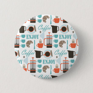 Kaffee-Liebe und café Muster Button