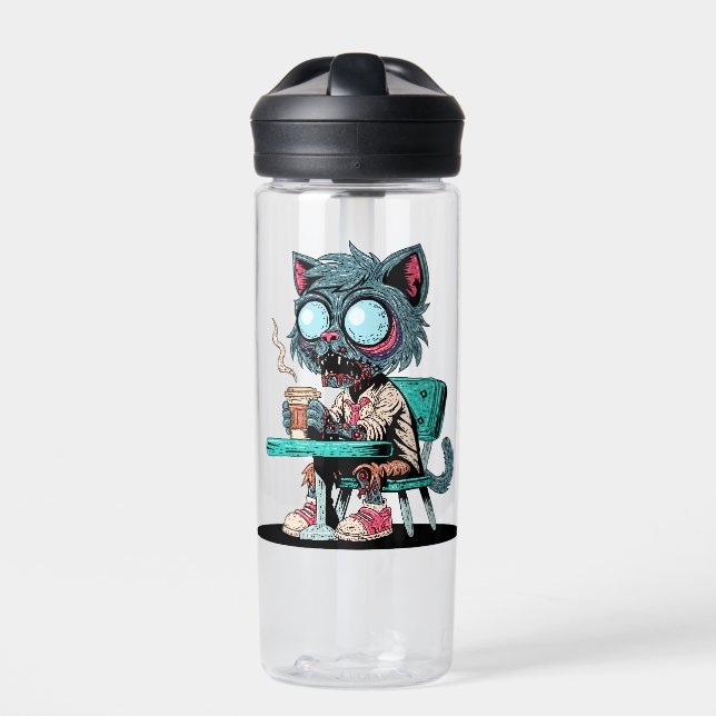 Kaffee liebend Zombie Cat Trinkflasche (Vorderseite)