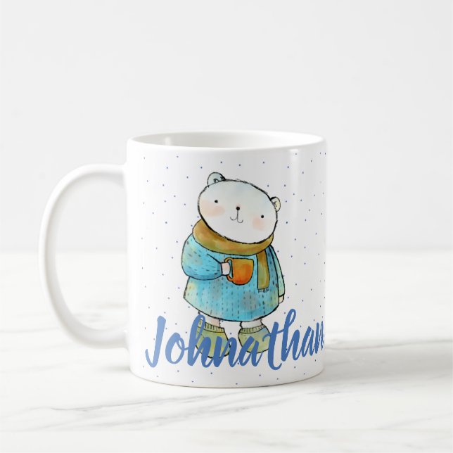 Kaffee liebende Polar Bär Custom Kaffeetasse (Links)