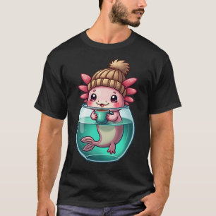 Kaffee Liebender Axolotl Kawaii Süße Kunst T-Shirt