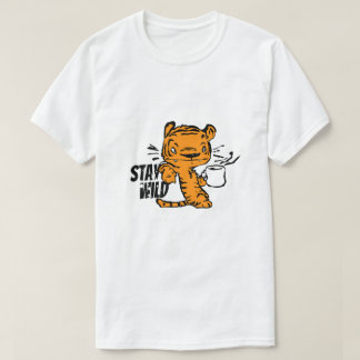 Kaffee-liebendes Tiger-Cartoon-Design T-Shirt