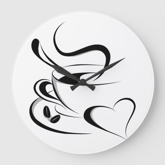 Kaffee-Liebeuhr Große Wanduhr (Vorderseite)