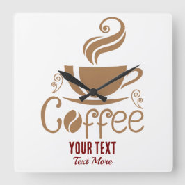 Kaffee-Liebhaber-Design – Minimalistische Kaffee-T Quadratische Wanduhr