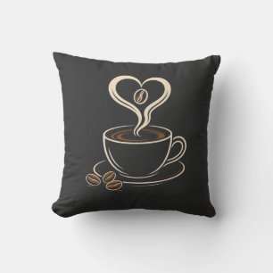 Kaffee-Liebhaber-Herz-Dampf Minimalistisches Desig Kissen
