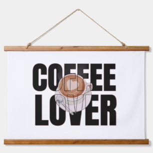 Kaffee Liebhaber – Kaffee Süchtiger Morgen Koffein Wandteppich Mit Holzrahmen