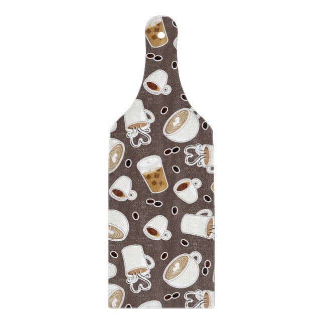 Kaffee-Liebhaber-Muster Brown/Grau Schneidebrett (Vorderseite)