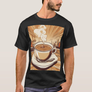 Kaffee-Liebhaber Retro-Diner Dampfende Tasse Gesch T-Shirt