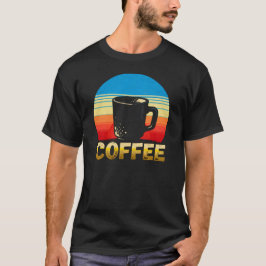 Kaffee-Liebhaber Retro-Sonnenuntergang Vintage-Gra T-Shirt