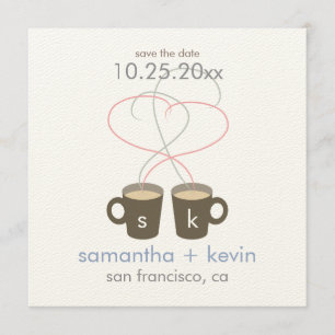 Kaffee-Liebhaber Save the Date: Creme-Filz-Papier Save The Date