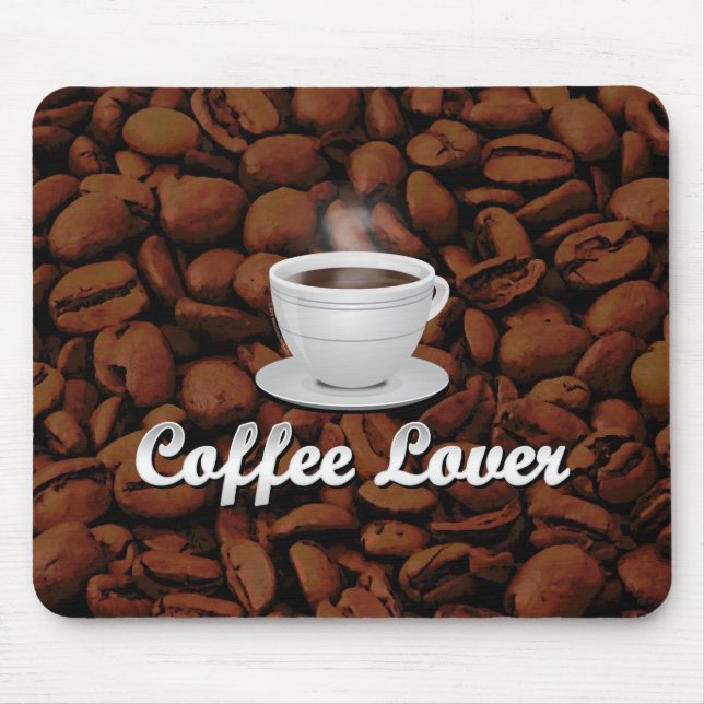 Kaffee-Liebhaber, weiße Bohnen der Schalen-/Brown Mousepad (Vorne)