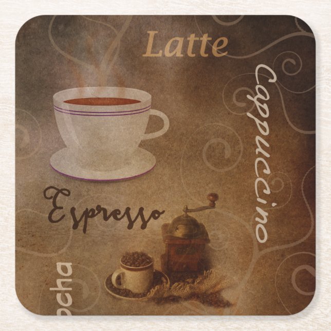 Kaffee liebt Word Art Rechteckiger Pappuntersetzer (Vorderseite)