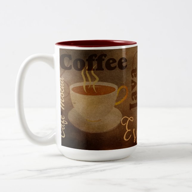 Kaffee liebt Word Art Zweifarbige Tasse (Links)