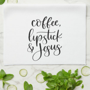 Kaffee Lipstick & Jesus Niedlicher Spaß Geschirrtuch