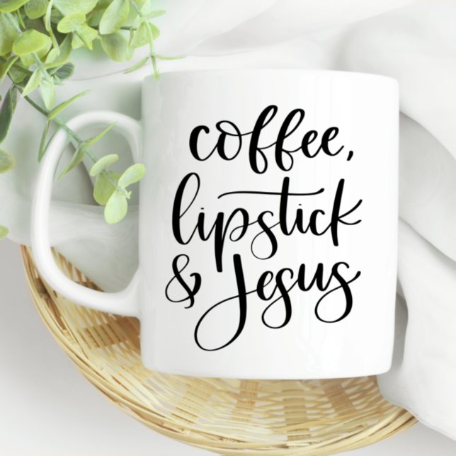 Kaffee Lipstick & Jesus Niedlicher Spaß Kaffeetasse (Von Creator hochgeladen)