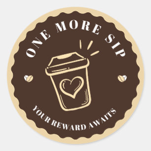 Kaffee-Logo-Aufkleber-Rolle Braun Café-Branding Runder Aufkleber